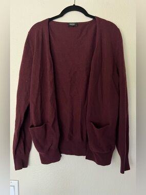 Babaton Burgundy Open-Front Cashmere Sweater Cardigan (Size Medium)